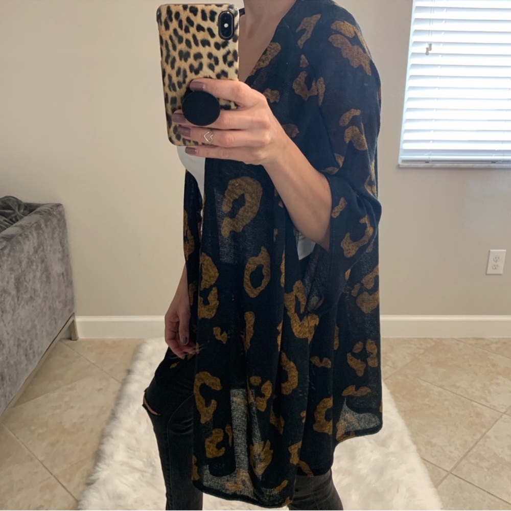Leopard animal print kimono sweater coverup shawl